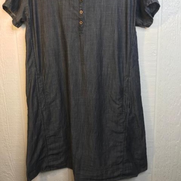 EILEEN FISHER DK GREY ORGANIC COTTON DENIM DRESS SZ. M - Picture 4 of 12